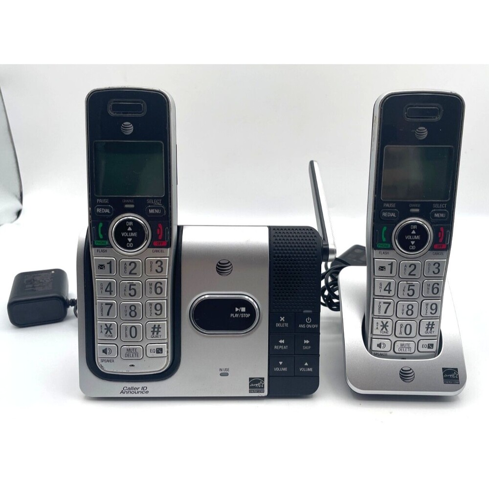 AT&T CL82214 DECT 6.0 Main Base Station w/ 2 Handsets, Charger, 2 Power Cords